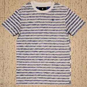 G-Star Raw Blue & White Stripe Kantano Relaxed R T Short Sleeve T-Shirt